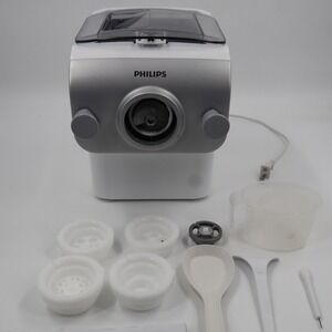Philips Pasta Maker HR2375/06 White Silver Automatic Noodle Machine 4 Discs
